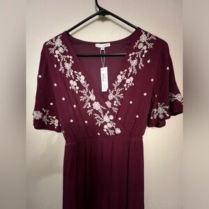 Baltic born embroidered maxi size small deep burgundy